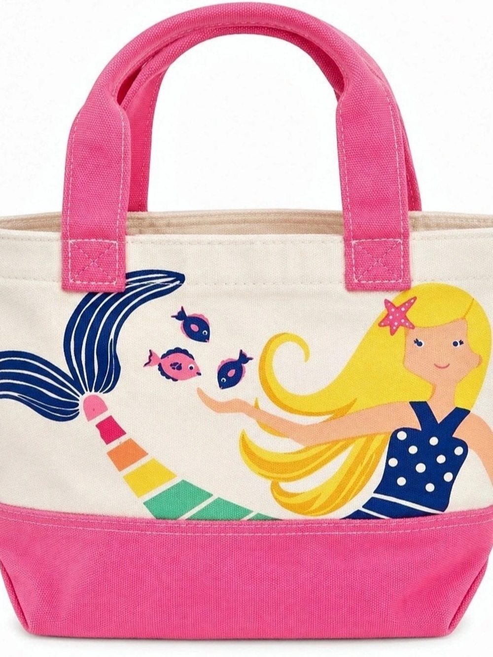 Pottery Barn Kids Mermaid Pink Canvas Tote Bag Girls
